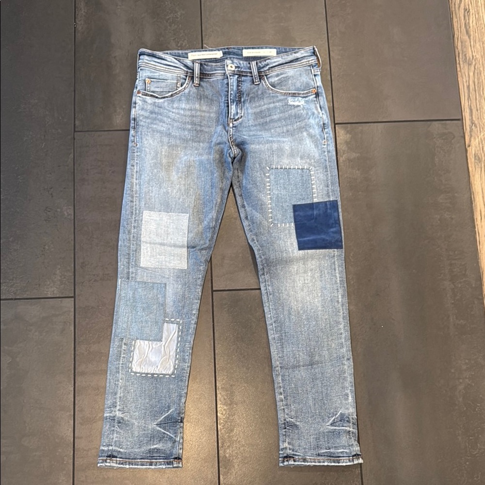 Pilcro and the Letterpress Blue Cropped Ankle Jeans